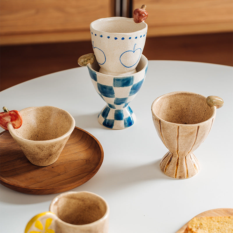 Handcrafted Rustic Ceramic Mug, Farmhouse Style Coffee Cup, Aesthetic Latte Mug, Cute Ceramic Milk Cup, Nordic Handmade Mug for Home & Office